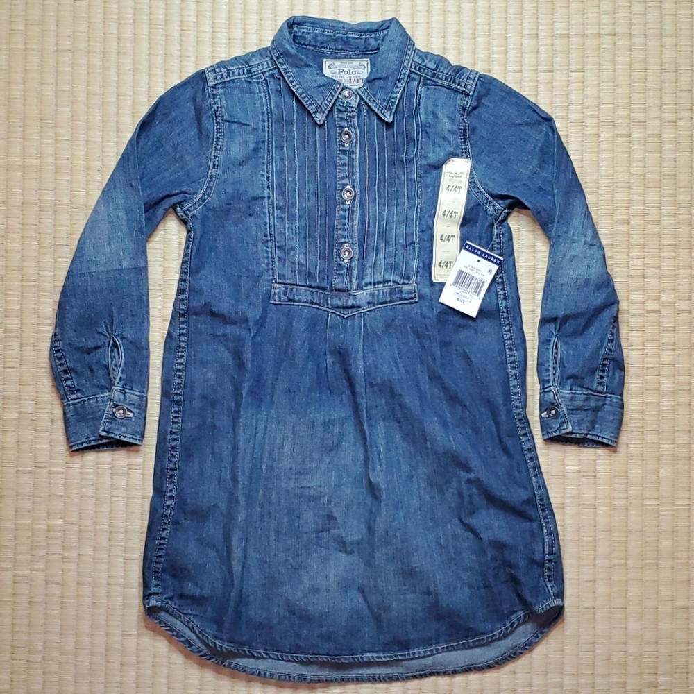 POLO Ralph Lauren Denim Tuxedo Bib Shirt-Dress